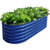 Olle Galvanized Raised Garden Beds Outdoor Plant Boxes Outdoor Garden 17"" Tall Metal Raised Garden Bed 12-In-1 Garden Beds Outdoor For Vegetables 4X8 Raised Garden Bed, Cobalt Blue 17"" Tall