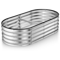 Galvanized Raised Garden Beds Outdoor // 421 Ft Planter Raised Beds For Gardening, Vegetables, Flowers // Large Metal Garden Box (Silver) // Patent Pending Tool-Free Assembly