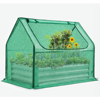 Quictent Raised Garden Bed With Cover Outdoor Galvanized Steel Planter Box Kit With Greenhouse Large Zipper Window Dual Use, 20Pcs T-Type Tags & 1 Pair Of Gloves Included 4X2.6X1 Ft (Green)