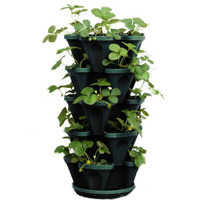 Mr. Stacky 1305-Hg 5-Tier Stackable Strawberry, Herb, Flower, & Vegetable Planter - Vertical Gardening Indoor / Outdoor Stacking Garden Pots Hunter Green, 22.5 Quarts