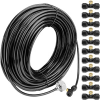 Misting Cooling System 98.4Ft (30M) Misting Line + 50 Brass Mist Nozzles + 45 T-Connectors + 1 Faucet Adapters (3/4"") Outdoor Mister For Patio Garden Greenhouse Trampoline For Waterpark