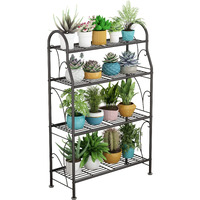 Sorcedas Plant Stand Indoor Outdoor Plant Stands 4 Tier Metal Corner Plant Shelf Multiple Holder For Living Room Balcony Garden, Dark Grey