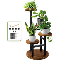 Augosta 4 Tier Corner Plant Stand, Tall Metal Wood Plant Shelf Holder For Indoor, Outdoor Display Rack Flower Pot Stand For Living Room Balcony Garden Patio