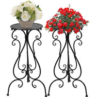 Nakupe 22.5"" Tall Plant Stand, Outdoor/Indoor Heavy Duty Potted Planter Rack  Metal Flower Pot Holder Display Vintage & Rustic Style Garden Pots Patio Container Supports(2 Pcs, Black)
