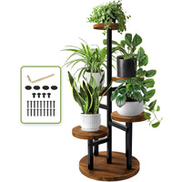 Augosta 5 Tier Plant Stand, Tall Metal Wood Shelf Holder For Indoor Plants, Outdoor Garden Plant Display Rack Flower Pot Stand For Corner Living Room Balcony Garden Patio