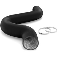 Ipower Flexible 4 Inch 25 Feet Aluminum Ducting 4 Layer Protection Dryer Vent Hose For Hvac Heating Cooling Ventilation And Exhaust, 2 Clamps Included, Black