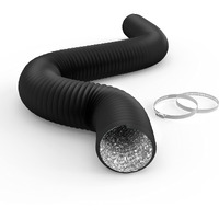 Ipower Flexible 4 Inch 8 Feet Aluminum Ducting 4 Layer Protection Dryer Vent Hose For Hvac Heating Cooling Ventilation And Exhaust, 2 Clamps Included, Black
