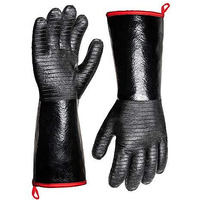 932F Extreme Heat Resistant Gloves For Grill Bbq,Aillary Waterproof Long Sleeve Pit Grill Gloves For Fryer, Baking, Oven,Smoker,Fireproof, Oil Resistant Neoprene Coating(14-Inch )