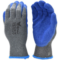 G & F Products - 3100L-Dz-Parent 12 Pairs Large Rubber Latex Double Coated Work Gloves For Construction, Gardening Gloves, Heavy Duty Cotton Blend Blue
