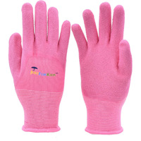 G & F Products 2040P 3 Pair Pack Justforkids Premium Microfoam Texture Coated Kids Garden Gloves, Kids Work Gloves, Pink