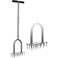 Walensee Lawn Aerator Spike Metal Manual Dethatching Soil Aerating Lawn With 15 Iron Spikes, Pre-Assembled Grass Aerator Tools For Yard, Lawn Aeration, Garden Tool, Revives Lawn Health, Patent Pending