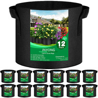 Jnyong 12-Pack 7 Gallon Thickened Non-Woven Grow Bags, Aeration Fabric Pots With Handles
