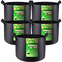 Vivosun 5-Pack 20 Gallon Plant Grow Bags, Heavy Duty Thickened Nonwoven Fabric Pots With Handles