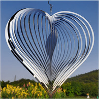 Djuan Wind Spinner Outdoor Metal Decorations,Silver Heart Wind Spinners For Yard And Garden,Stainless Steel Wind Chimes For Outside Decor,Birthday Gifts For Mom,Mother's Day,Aunt Gifts