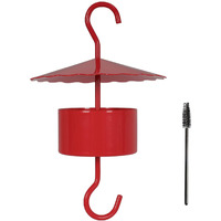 Ant Moat Hook For Hummingbird Feedersextra Large Capacity Ant Trap For Outdoor Yard Hanging Feeders, Umbrella Cover Nectar Protector, Garden Decor, Sturdy & Leakproof (O-Metal Red 1 Cover)