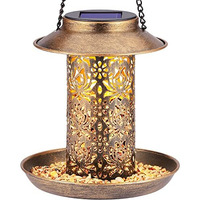 Sweetfull Solar Bird Feeder For Outdoors Hanging, Metal Wild Bird Feeder For Cardinals Solar Garden Lantern With S Hook As Gift Ideas For Bird Lovers (2Lbs Heavy Duty Birdfeeders)