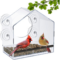 Jarkyfine Clear Window Bird Feeder For Outside - Large Transparent Window Bird Feeders For Viewing With Strong Suction Cups, Bird Feeder Window Mounted Acrylic Bird House For Cats Elderly Kids