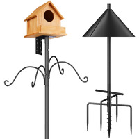 Bird Feeders Pole, Bird House Pole 80 Inch, Adjustable Heavy Duty Bird Feeder Stand Pole, Bird Feeding Station With Sturdy Anchor Squirrel Proof Baffle For Bird Watching (Bird House Not Included)