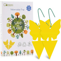 Garsum Gant Traps For Indoors,Fruit Fly Bugs Trap, Yellow Sticky Fungus Knit Killer For Houseplant,Mosquito, Flying Insert, White Flies,12 Pack