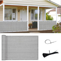 Sunny Guard 3.3'X19.7' Brown Grey Balcony Privacy Screen Fence, Apartments Railing Screen Heavy Duty Wind Screen For Outdoor,Backyard,Patio,Deck Privacy