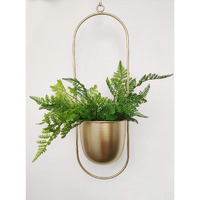 Riseon Boho Gold Metal Plant Hanger,Metal Wall And Ceiling Hanging Planter, Modern Planter, Mid Century Flower Pot Plant Holder, Minimalist Planter For Indoor Outdoor Home Decor