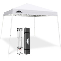 Eagle Peak 10X10 Slant Leg Pop-Up Canopy Tent Easy One Person Setup Instant Outdoor Beach Canopy Folding Portable Sports Shelter 10X10 Base 8X8 Top (White)