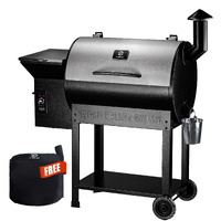 Z Grills Wood Pellet Smoker Grill, 8 In 1 Bbq Grill With Auto Temperature Control, 697 Sq In Cooking Area For Backyard, Patio And Outdoor Cooking, 7002E, Sliver