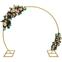 Kusamue Balloon Arch Stand Kit, 8.2Ft (2.5M) Metal Round Backdrop Stand Frame Set: Half Circle Gold Balloon Arch For Birthday Party Baby Shower Wedding Graduation Decoration (Golden)