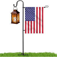 Lopanny Garden Flag Holder Stand - Upgraded 45In Garden Flag Pole With 2 Spring Stoppers And 1 Clip, Yard Garden Flag Holder For Small Flags(Without Solar Lights & Flag)