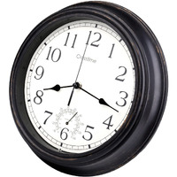 12 Inch Indoor Outdoor Clock Waterproof With Thermometer Retro Wall Clocks For Patio Pool Garden Home,Bronze