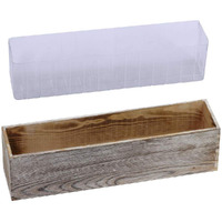 1 Pcs Wood Planter Box Rectangle Whitewashed Wooden Rectangular Planter Decorative Rustic Wooden Box With Inner Plastic Box - 17.3"" L X 3.9"" W X 3.9"" H Floral Natural Centerpieces Rustic Wedding Decor