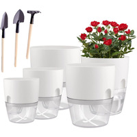 Jfmamj Plant And Flower Pot Set, 5 Pack 6/4.1/3.2 Inch Self Watering Pots For Indoor Plants Wicking Pots, Modern Decorative Planter Pot For House Plants, Aloe, Herbs, African Violets, Succulents
