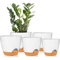 Gardife Plant Pots 7/6.5/6/5.5/5 Inch Self Watering Planters With Drainage Hole, Plastic Flower Pots, Nursery Planting Pot For All House Plants, Succulents,Snake Plant, African Violet, Flowers,White