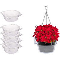 Curtis Wagner Plastics Plant Hanging Basket Drip Pans (5-Pack) - Clear, Round (Diameter = 7.37"" Base, 10"" Top, 3.7"" Depth) Thin Plastic Indoor Outdoor