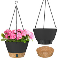 Zmtech 2 Pack 10 Inch Hanging Planters With Visible Water Level Tray Self Watering Plant Pot With Drainage Holes And Removable Saucer Plastic Flower Pot For Indoor Outdoor Plants (Gray)