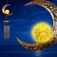 Desgully Wind Chimes,Moon Crackle Glass Ball Solar Wind Chimes With Amazing Deep Tone Outside Garden Decor For Spiritual Gifts, Unique Hanging Decor For Mom Women Grandma(41"" Heavy-Duty Metal Chimes)