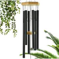 Upblend Outdoors Wind Chimes For Outside - 29"" Black Wind Chime Outdoor, Zen Garden Chimes For Outdoors, Tin Windchime, Decor Windchimes For Mom, Grandma, Gifts For Her