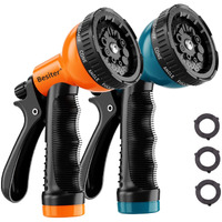 Besiter Garden Hose Nozzle Sprayer: 2 Pack 10 Watering Patterns Water Hose Spray Nozzles For Garden Hose Heavy Duty Hose Head Hose Attachment For Garden Hose