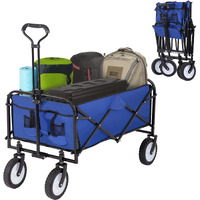 Collapsible Folding Wagon Garden Cart Beach Wagon Grocery Wagon All-Terrain Wheels Garden Grocery Wagon (Black)