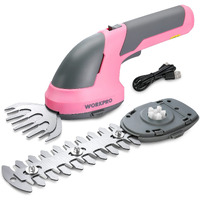 Workpro Cordless Grass Shear & Shrubbery Trimmer - 2 In 1 Handheld Hedge Trimmer 7.2V Electric Grass Trimmer Hedge Shears/Grass Cutter Rechargeable Lithium-Ion Battery And Type-C Cable - Pink Ribbon