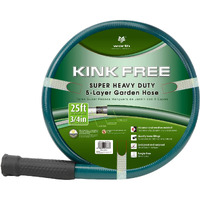 Worth Garden Short Garden Hose 3/4 In. X 25Ft. No Kink,No Leak,Heavy Duty Durable Pvc Water Hose With Brass Hose Fittings Swivel Grip,Male To Female Fittings,12 Years Warranty, Dark Green,H065B04