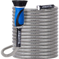 Metal Garden Hose 50 Ft With Hose Nozzle, Flexible Stainless Steel Garden Hose 50 Ft, Heavy Duty Water Hose For Garden (50Ft)