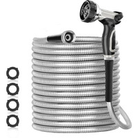 Specilite 75Ft 304 Stainless Steel Garden Hose Metal, Heavy Duty Water Hoses With Nozzles For Yard, Outdoor - Flexible, Never Kink & Tangle, Puncture Resistant