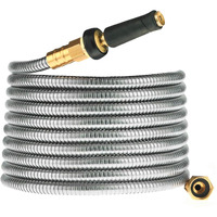 Rosy Earth Expandable Metal Garden Hose 75 Ft - 304 Stainless Steel Water Hose 75 Ft - Heavy Duty Non Kinking Flexible Garden Hose, No Bite