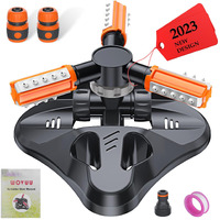 Wovuu Lawn Sprinkler,Upgrade Garden Sprinkler Automatic 360 Degree Rotating Irrigation Grass Water Sprinkler System, Garden Hose Sprinkler For Yard/Built In 36 Units Angle Spray Nozzles-1Pack(Orange)