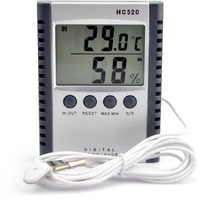 Ikkegol Digital Indoor Outdoor In/Out Wall Mount Monitor Sensor Lcd Temperature Thermometer Hygrometer Humidity Meter With Probe Cable