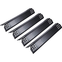 Unicook Porcelain Grill Heat Plate 14.56"" L, Gas Grill Replacement Parts, 4 Pack Grill Heat Shield Tents, Grill Burner Cover, Flavorizer Bars, Flame Tamer For Bbq Gas Grill