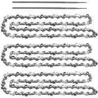 (3 Pack) 20-Inch Chainsaw Chain-3/8"" Pitch .050"" Gauge 72 Drive Links With 2 Bonus Sharpening Files; Heavy Duty Carbon Steel Chains Fit Most Major Chainsaw Brands
