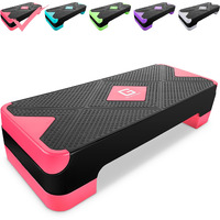Gymmage Adjustable Workout Aerobic Stepper, Aerobic Exercise Step Platform With 2 Risers, Exercise Step Deck For Fitness, 26.5"" Trainer Stepper With Non-Slip Surface Home Gym & Extra Risers Options