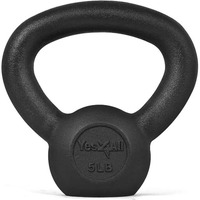 Yes4All Solid Cast Iron Kettlebell Weight - Great For Full Body Workout And Strength Training - Kettlebell 5 Lbs (Black)
